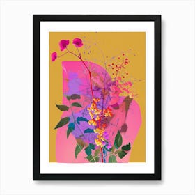 Gypsophila 4 Neon Flower Collage Art Print