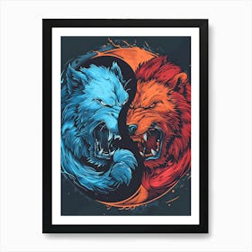 Badass Lion And Wolf Art Print