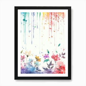 Watercolor Background With Flowers Art Print