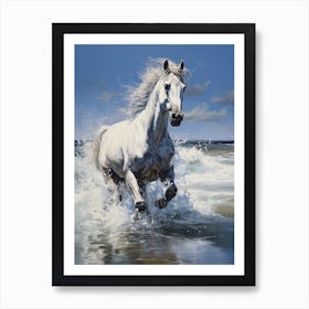 A Horse Oil Painting In Hyams Beach, Australia, Portrait 3 Art Print