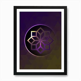 Geometric Neon Glyph on Jewel Tone Triangle Pattern 269 Art Print