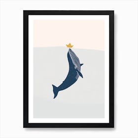 Blue Whale And Sailing Boat Art Print