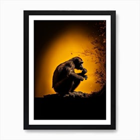 Thinker Monkey Silhouette Photography 4 Art Print