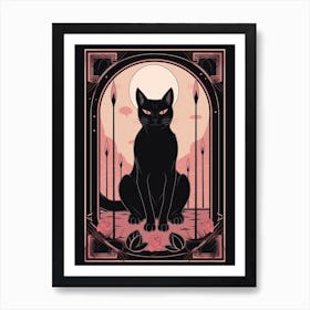 Death Tarot Card, Black Cat In Pink 1 Art Print