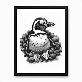 African Penguin Sleeping In A Cozy Pile 3 Art Print