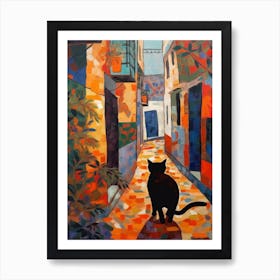 Painting Of Marrakech With A Cat 3 In The Style Of Matisse Art Print