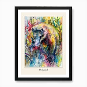 Anteater Colourful Watercolour 1 Poster Art Print