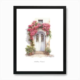 Antibes, France   Mediterranean Doors Watercolour Painting 4 Poster Art Print