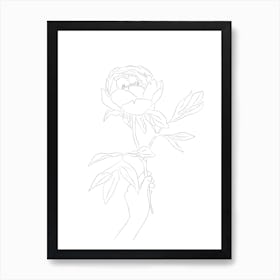 Line Peony Flower Art Print