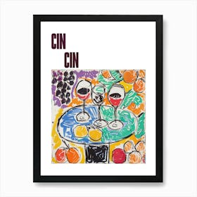 Cin Cin Poster Wine Lunch Matisse Style 7 Art Print