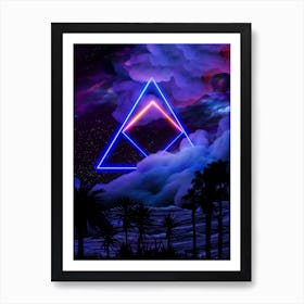 Neon palms landscape: Triangle [synthwave/vaporwave/cyberpunk] — aesthetic retrowave neon poster Art Print