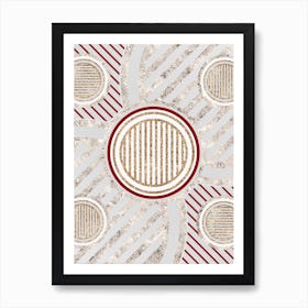Geometric Abstract Glyph in Festive Gold Silver and Red n.0040 Art Print