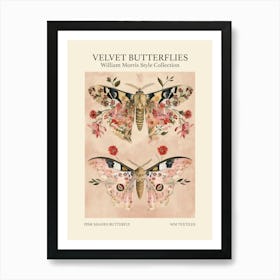 Velvet Butterflies Collection Pink Shades Butterfly William Morris Style 4 Art Print