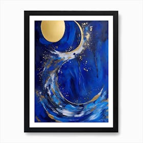 Moon And Waves Art Print