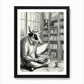 Cow Reading A Book 3 Póster