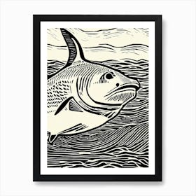 Bull Shark Linocut Art Print