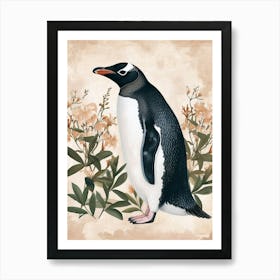 Adlie Penguin Fernandina Island Vintage Botanical Painting 1 Art Print