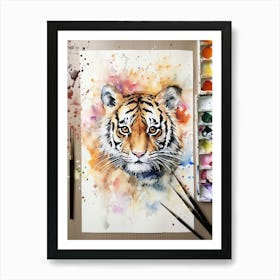 Tiger Illustration Crafting Watercolour 4 Art Print