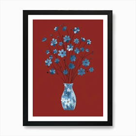 Blue Flowers In A Vase 3 Art Print