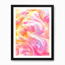 Abstract Pink And Yellow Liquid Texture Art Print