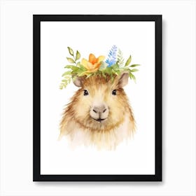 Watercolour Jungle Animal Baby Capybara 3 Art Print