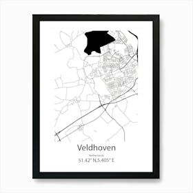 Veldhoven,Netherlands Minimalist Map Art Print