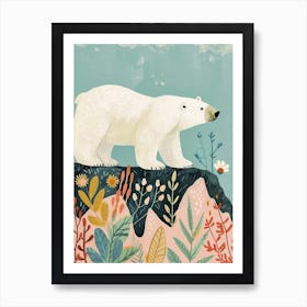 Polar Bear Walking On A Mountrain Storybook Illustration 2 Art Print
