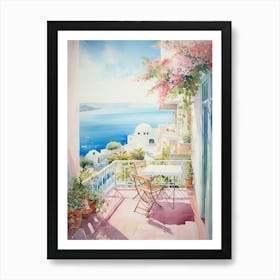 Balcony Bliss: Coastal Terrace Art Art Print