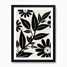 Black And White Floral Garden Art Print