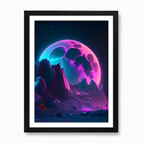 Moon Neon Nights Space Art Print