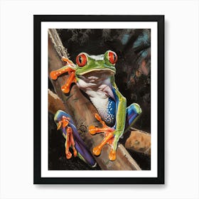 Red Eyed Tree Frog Pastel Watercolour 3 Art Print