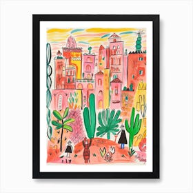 Mexico, Dreamy Storybook Illustration 3 Art Print