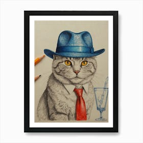 Cat In A Hat 14 Art Print