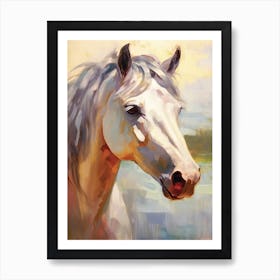 White Horse Head Painting Close Up Art Print