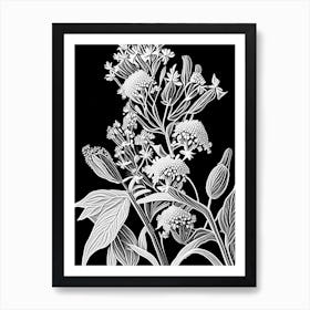 Whorled Milkweed Wildflower Linocut Art Print