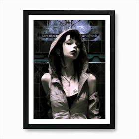 Subway Girl in Urban Fashion Dark Cyberpunk Aesthetic Art Print