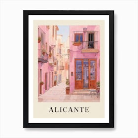 Alicante Spain 1 Vintage Pink Travel Illustration Poster Art Print