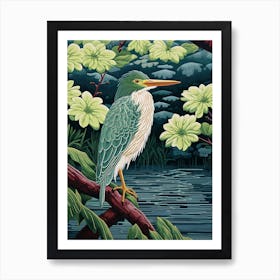 Ohara Koson Inspired Bird Painting Green Heron 4 Art Print