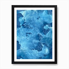 Blue light blue Abstract Cyanotype Print  Art Print
