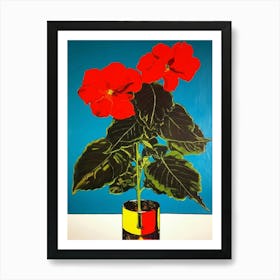 Poinsettia Flower Still Life 3 Pop Art  Art Print