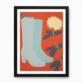 A Painting Of Cowboy Boots With Yellow Flowers, Pop Art Style 2 Art Print