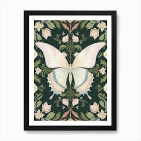 Butterfly On A Green Background Style William Morris 1 Art Print