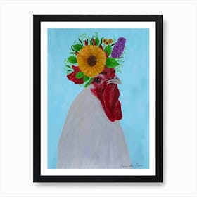 Frida Kahlo Rooster Art Print