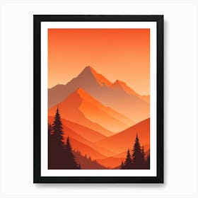 Misty Mountains Vertical Composition In Orange Tone 124 Art Print