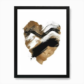 Gold And Black Heart Art Print