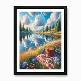 Picnic By The Lake Art Print