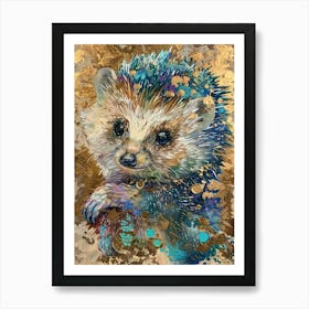 Baby Hedgehog Gold Effect Collage 4 Art Print