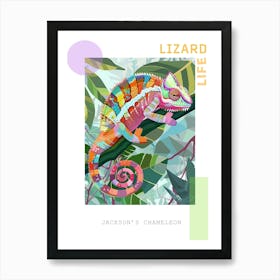 Green Jackson S Chameleon Abstract Modern Illustration 1 Poster Art Print