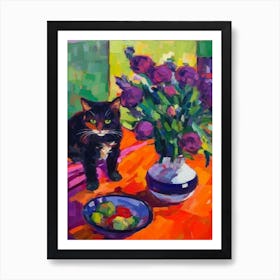 Lavender With A Cat 2 Fauvist Style Painting Art Print