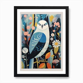 Colourful Scandi Bird Snowy Owl 3 Art Print